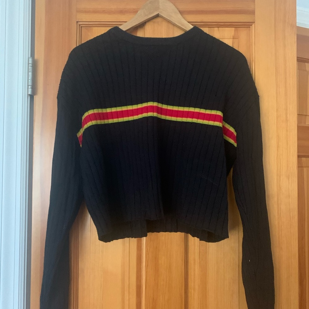 Shein cropped black sweater with stripe